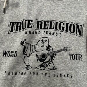 gray true religion hoodie